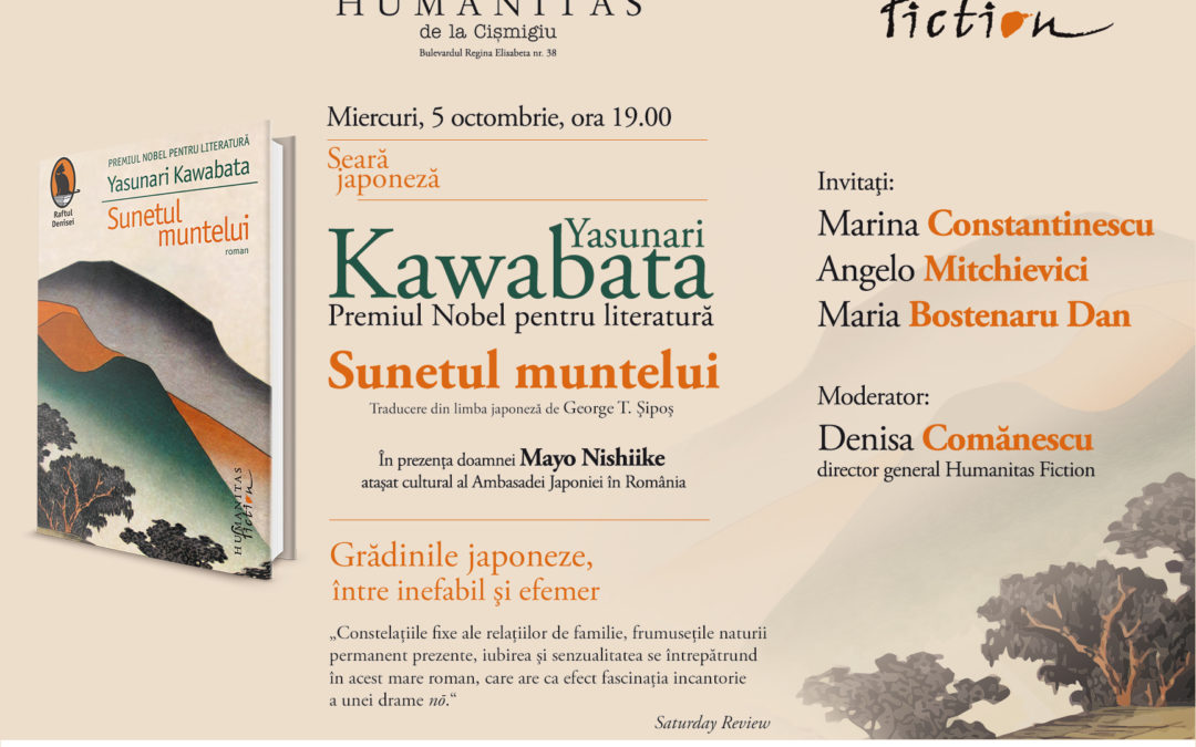 Seară japoneză dedicată romanului “Sunetul muntelui” la Librăria Humanitas de la Cişmigiu